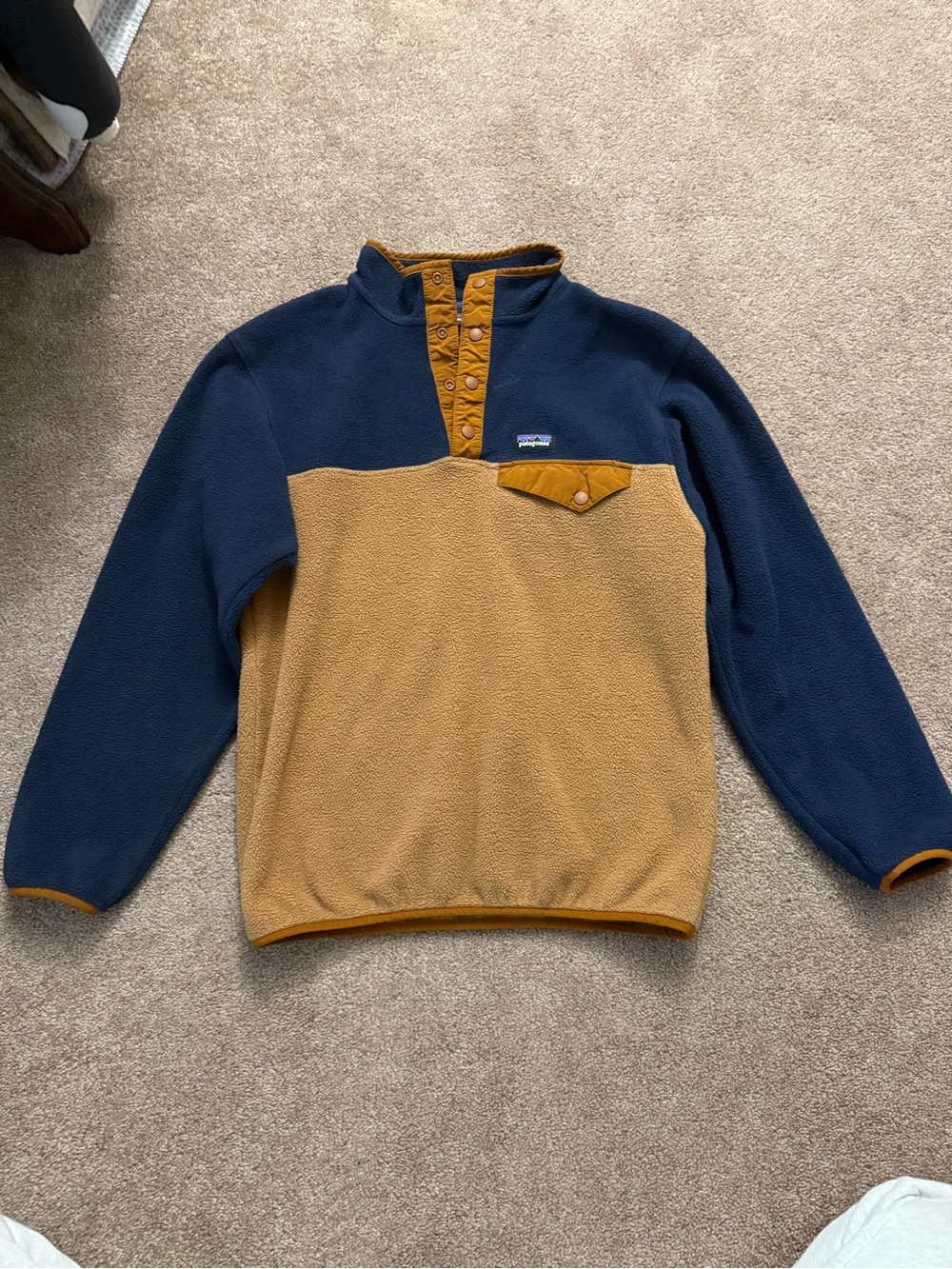 Patagonia Boy’s Navy and Tan Snap-T Fleece Pullover